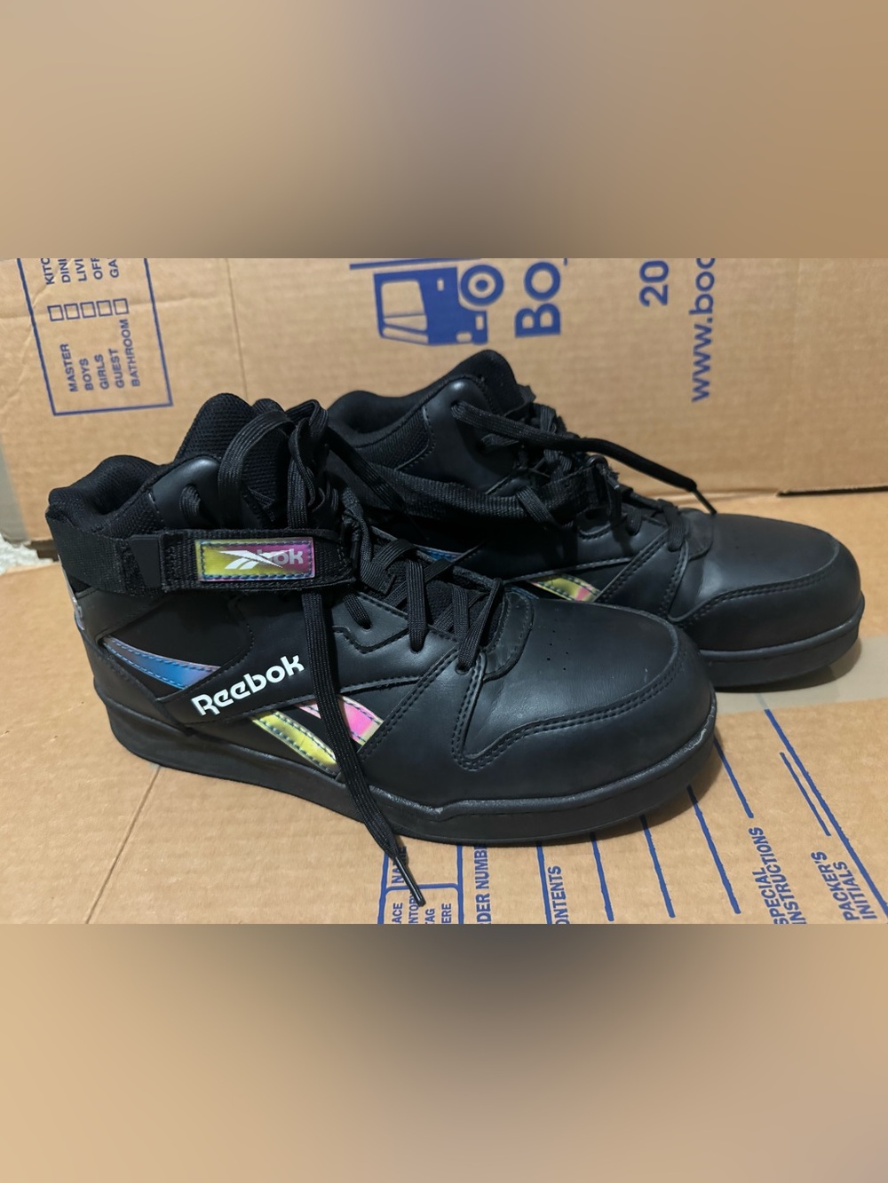 Reebok Black High-Top Sneakers with Iridescent Accents